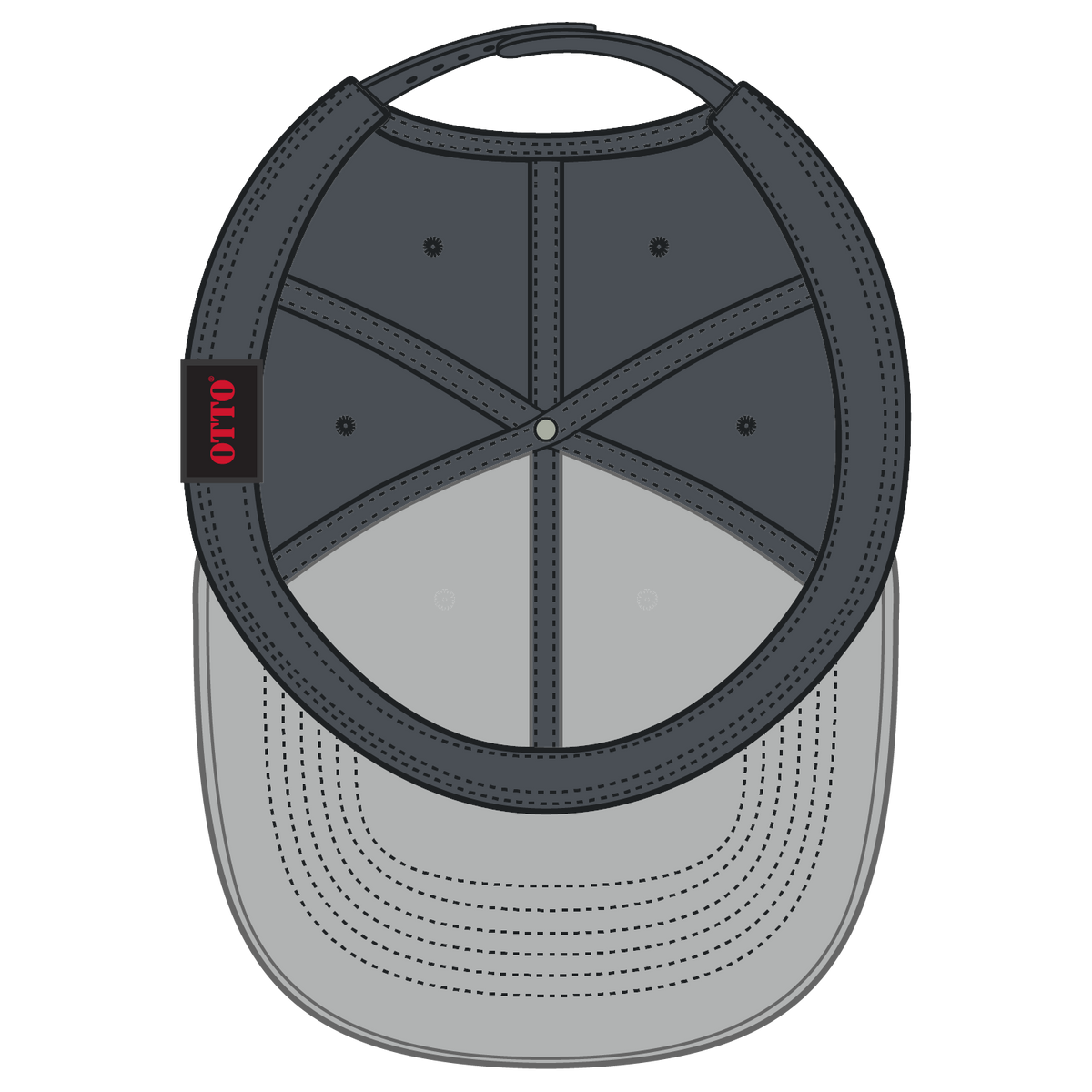 Inside View of 251625 - Ch.Gry/Wht/Ch.Gry OTTO CAP Seamless 6 Panel Mid Profile Mesh Back Trucker Hat