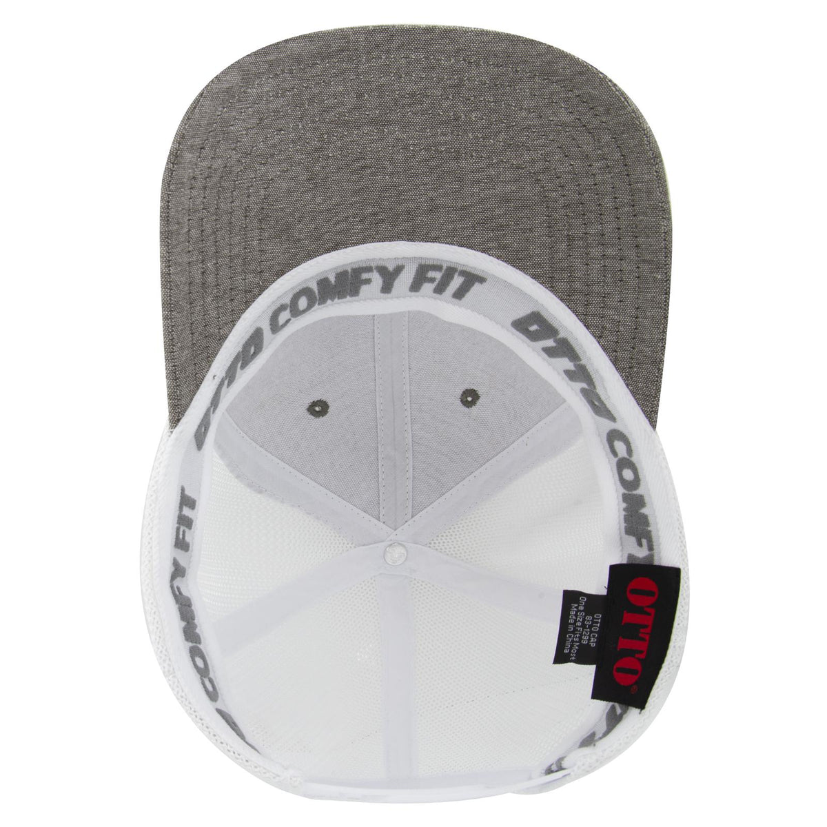 Inside View of 2516C - ChGry/Wht OTTO CAP "OTTO COMFY FIT" 6 Panel Low Profile Mesh Back Trucker Hat