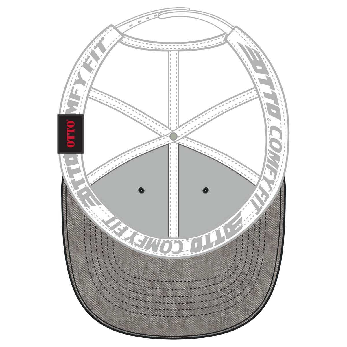 Inside View of 2516C - ChGry/Wht OTTO CAP "OTTO COMFY FIT" 6 Panel Low Profile Mesh Back Trucker Hat