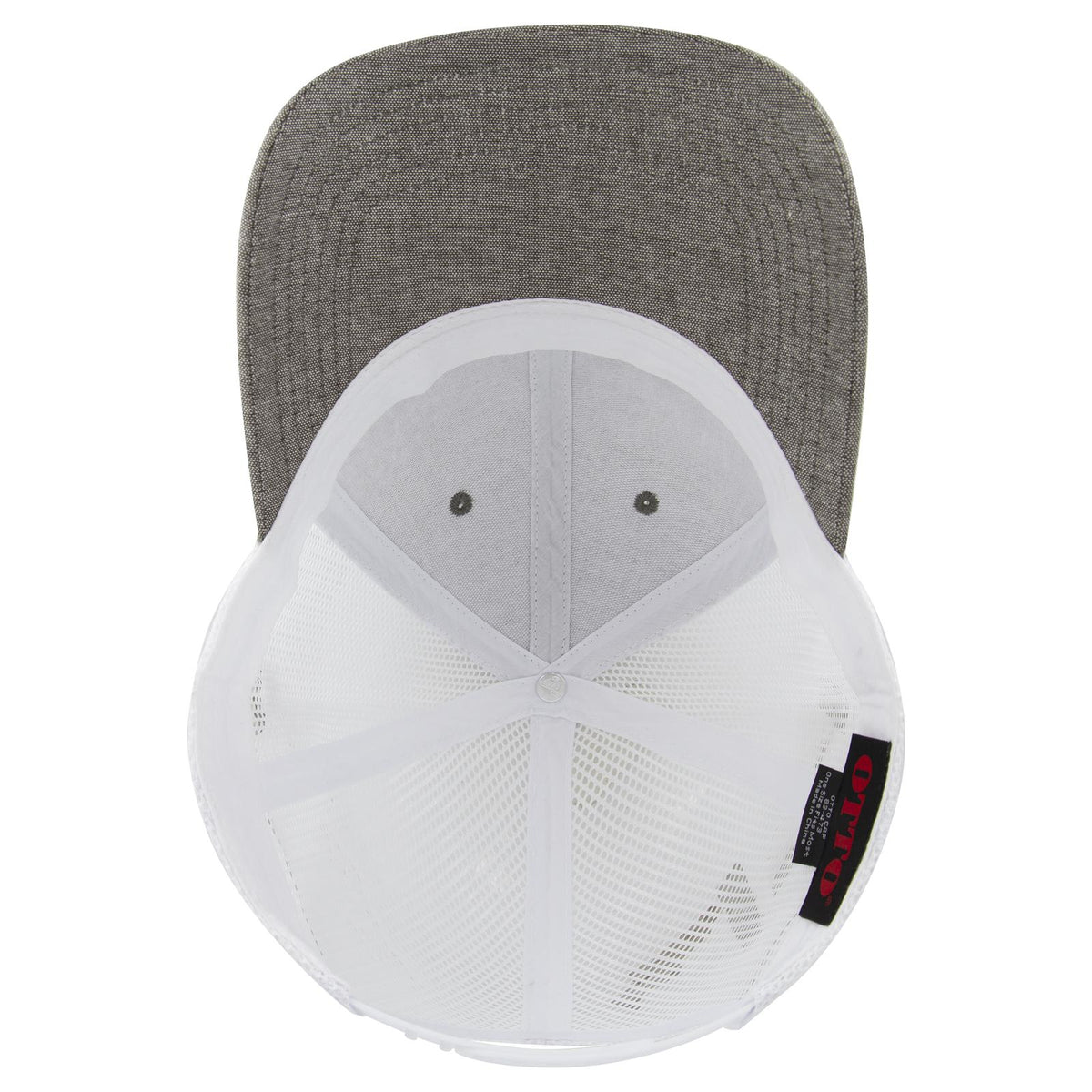Inside View of 2516X - Ch.Gry/Wht OTTO CAP 6 Panel Low Profile Mesh Back Trucker Hat