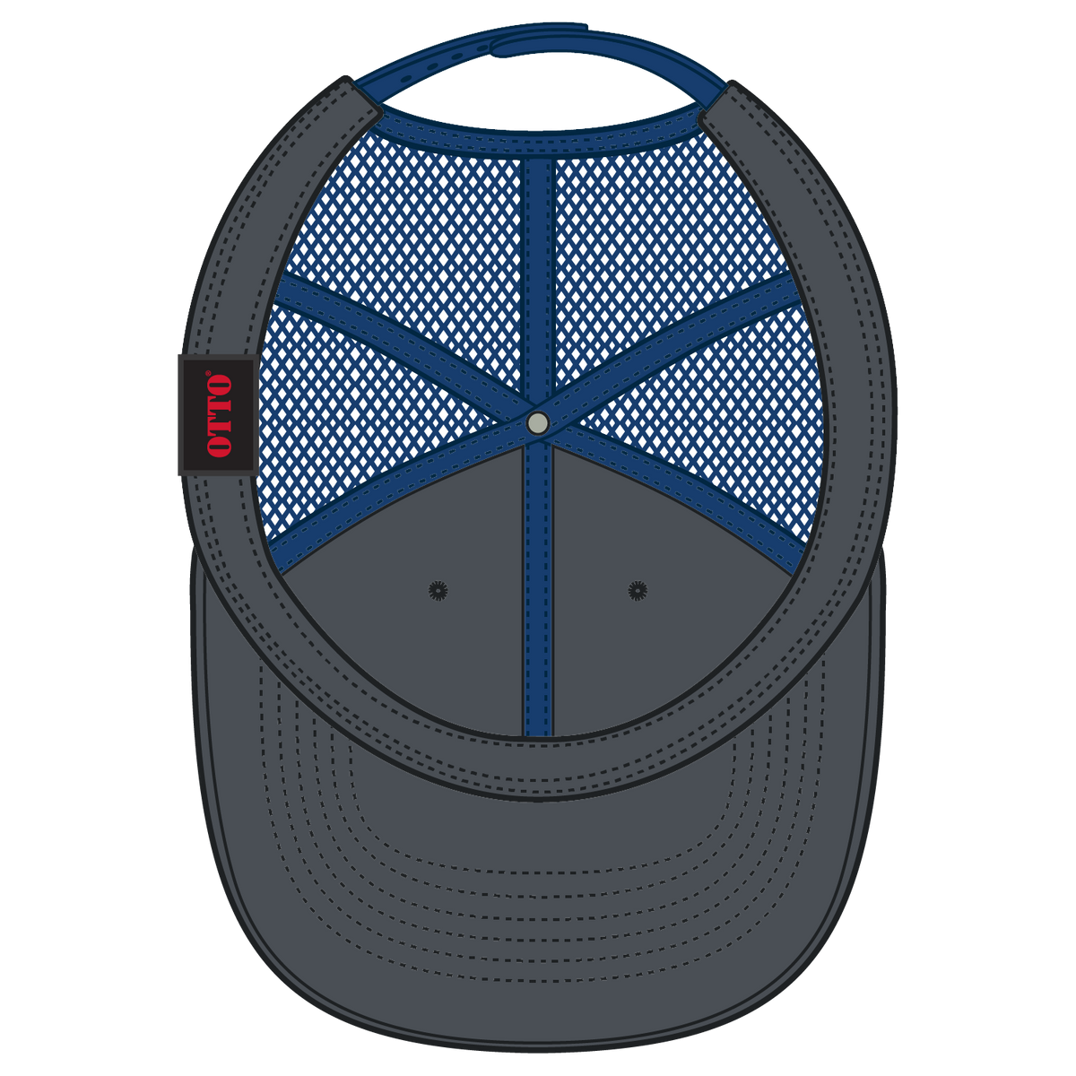 Inside View of 252501 - Ch.Gry/Ch.Gry/Ryl OTTO CAP 6 Panel Low Profile Mesh Back Trucker Hat