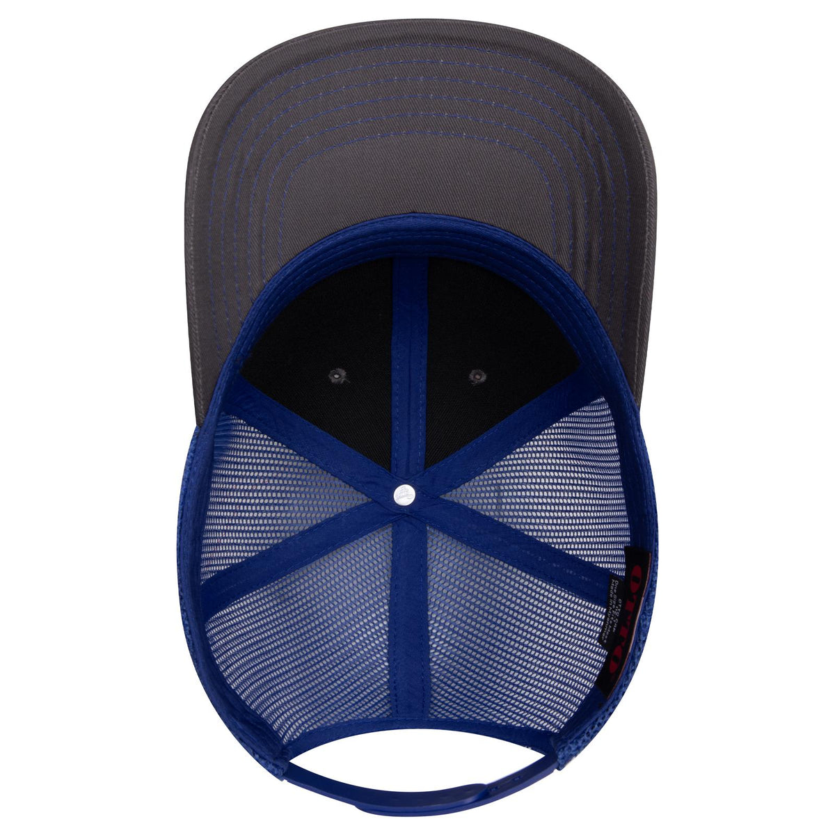 Inside View of 252501 - Ch.Gry/Ch.Gry/Ryl OTTO CAP 6 Panel Mid Profile Mesh Back Trucker Hat