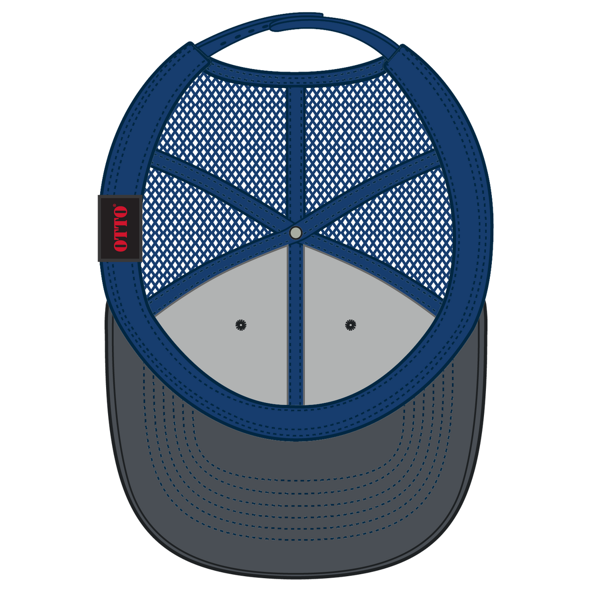Inside View of 252501 - Ch.Gry/Ch.Gry/Ryl OTTO CAP 6 Panel Mid Profile Mesh Back Trucker Hat