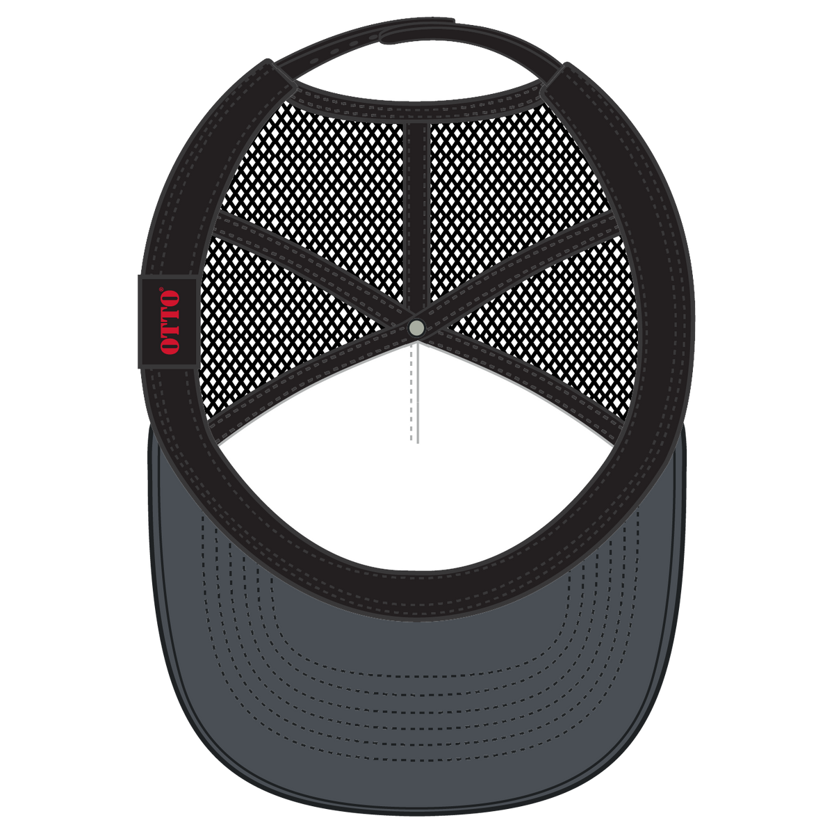 Inside View of 252503 - Ch.Gry/Ch.Gry/Blk OTTO CAP 5 Panel High Crown Mesh Back Trucker Hat