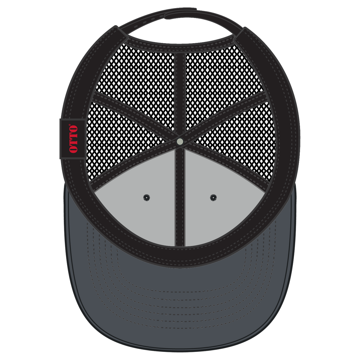 Inside View of 252503 - Ch.Gry/Ch.Gry/Blk OTTO CAP 6 Panel Low Profile Mesh Back Trucker Hat