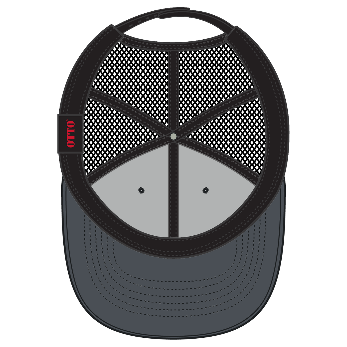 Inside View of 252503 - Ch.Gry/Ch.Gry/Blk OTTO CAP 6 Panel Low Profile Mesh Back Trucker Hat