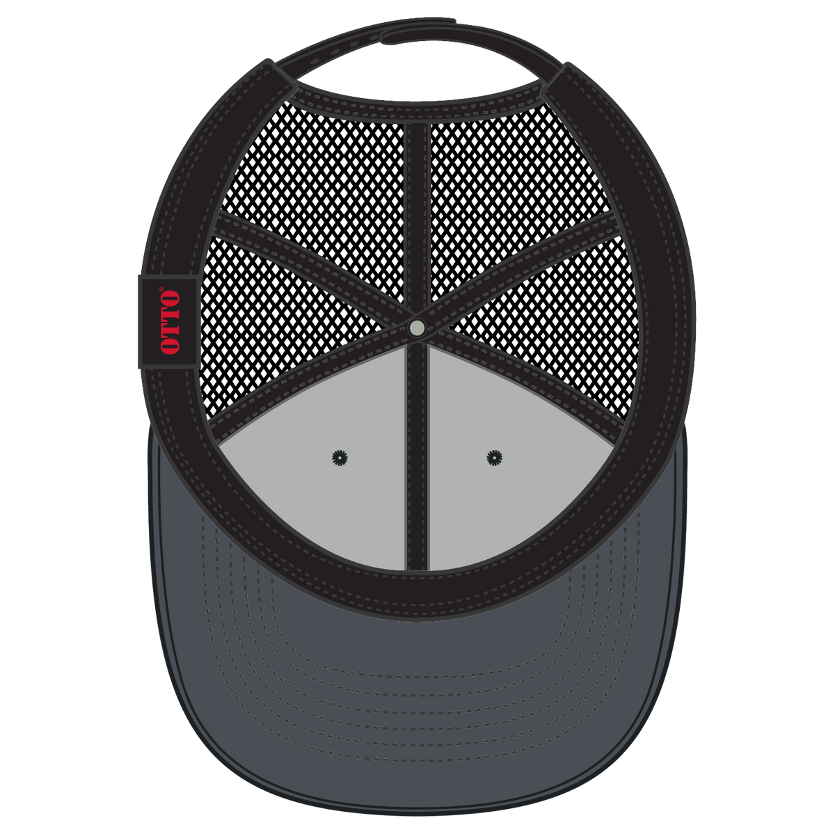 Inside View of 252503 - Ch.Gry/Ch.Gry/Blk OTTO CAP 6 Panel Mid Profile Mesh Back Trucker Hat