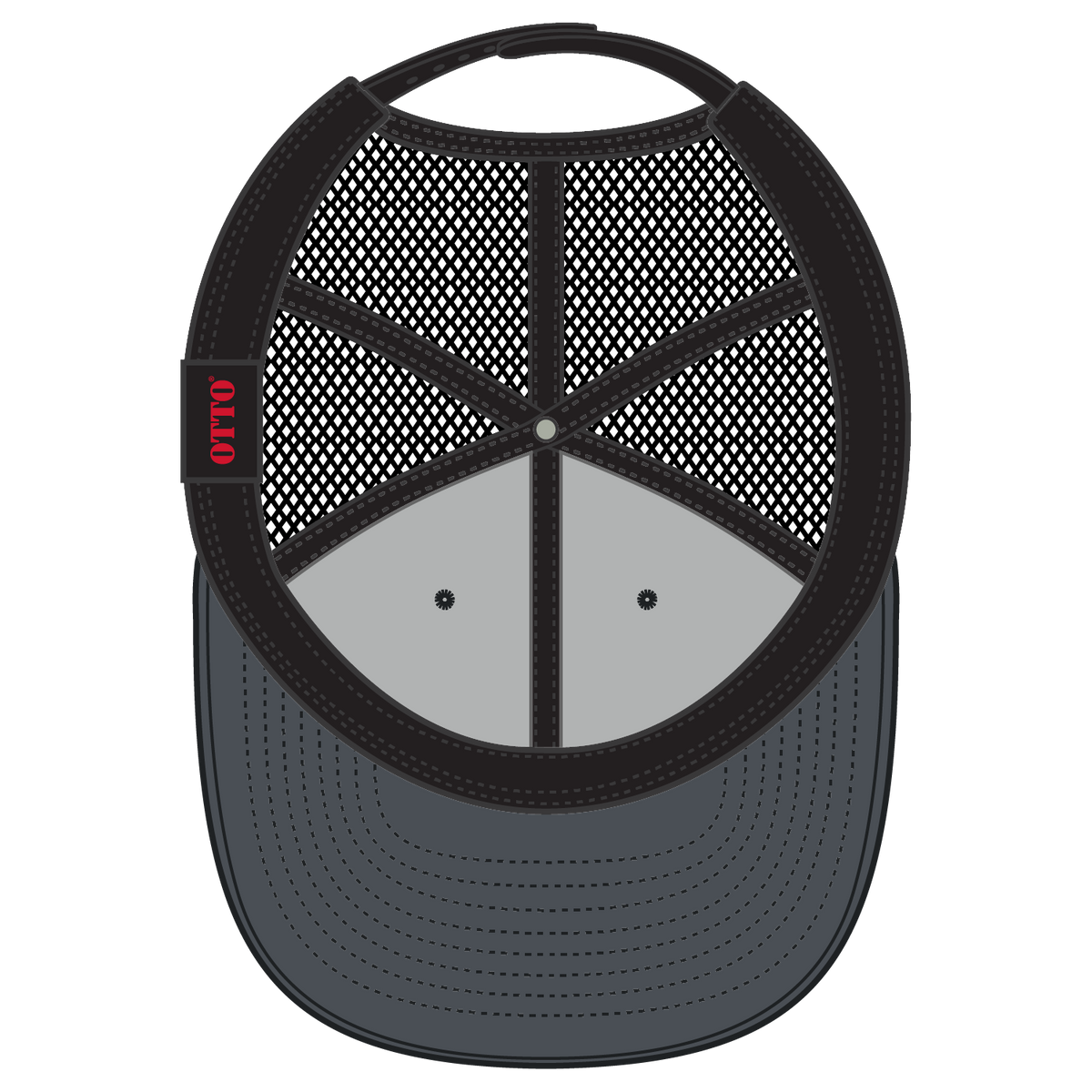 Inside View of 252503B - Ch.Gry/Ch.Gry/Blk OTTO CAP "OTTO SNAP" 6 Panel Pro Style Mesh Back Trucker Snapback Hat