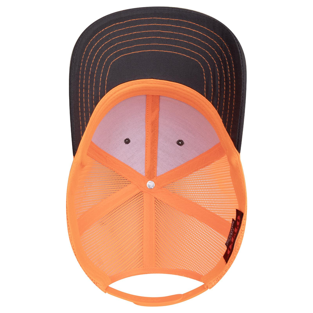 Inside View of 252509 - Ch.Gry/Ch.Gry/N.Org OTTO CAP 6 Panel Mid Profile Mesh Back Trucker Hat