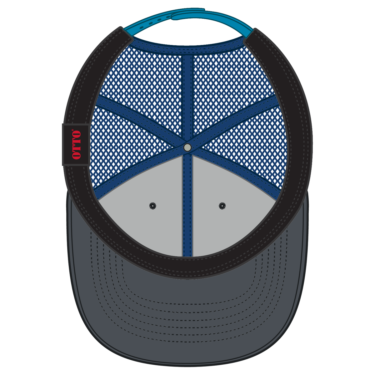 Inside View of 2525107 - Ch.Gry/CH.Gry/N.Blu OTTO CAP 6 Panel Low Profile Mesh Back Trucker Hat