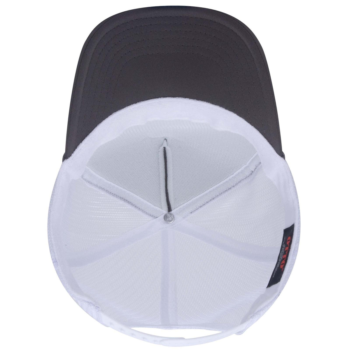Inside View of 252516 - Ch.Gry/Ch.Gry/Wht OTTO CAP 5 Panel High Crown Mesh Back Trucker Hat