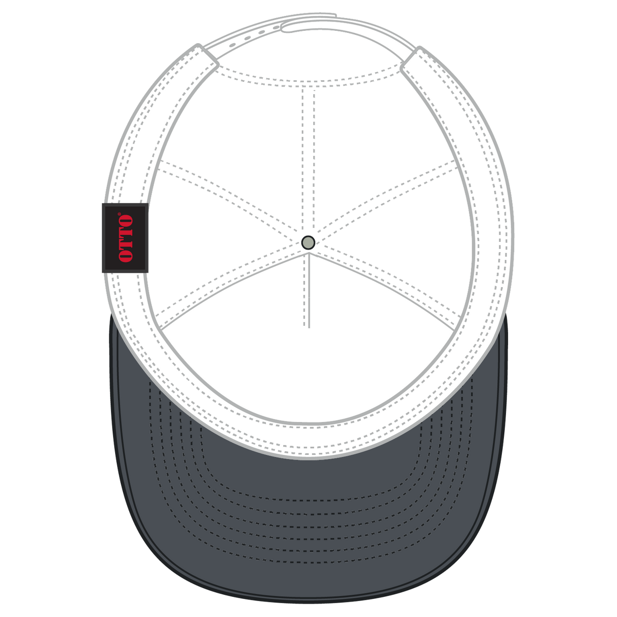 Inside View of 252516 - Ch.Gry/Ch.Gry/Wht OTTO CAP 5 Panel High Crown Mesh Back Trucker Hat