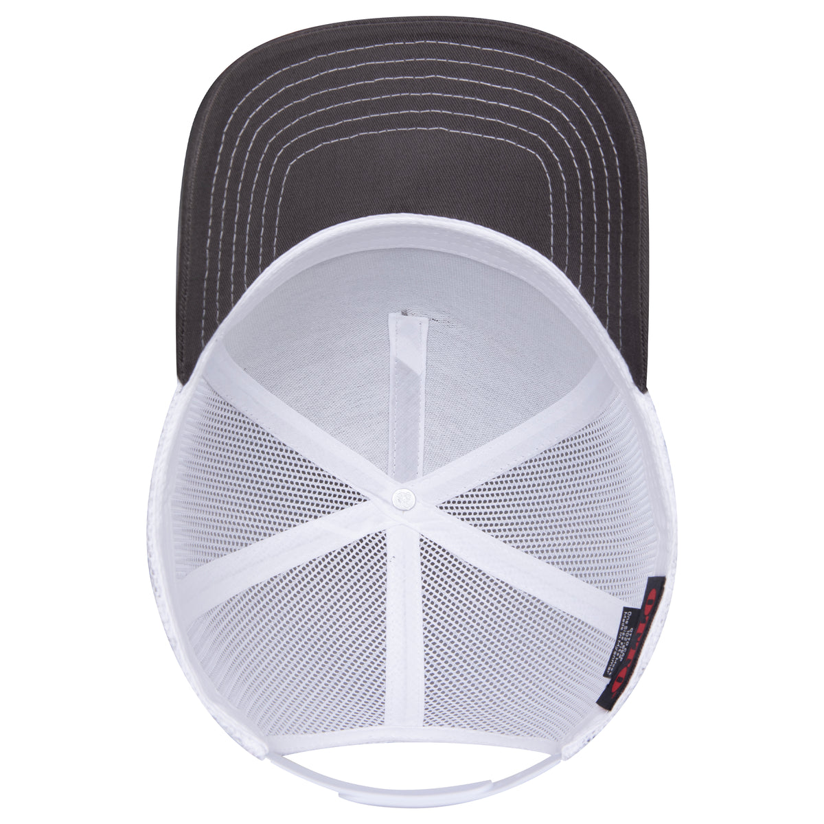 Inside View of 252516 - Ch.Gry/Ch.Gry/Wht OTTO CAP 5 Panel Low Profile Mesh Back Trucker Hat