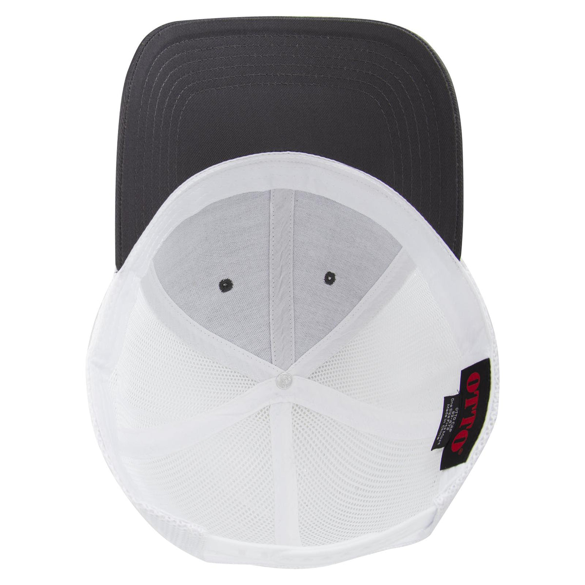 Inside View of 252516 - Ch.Gry/Ch.Gry/Wht OTTO CAP 6 Panel Low Profile Mesh Back Trucker Hat