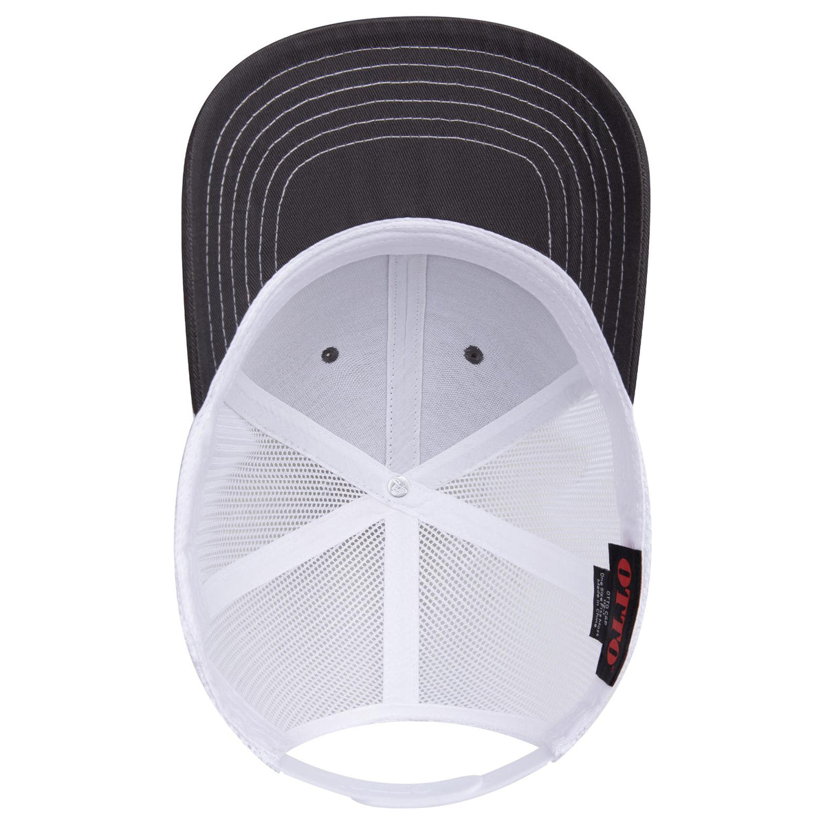 Inside View of 252516 - Ch.Gry/Ch.Gry/Wht OTTO CAP 6 Panel Mid Profile Mesh Back Trucker Hat