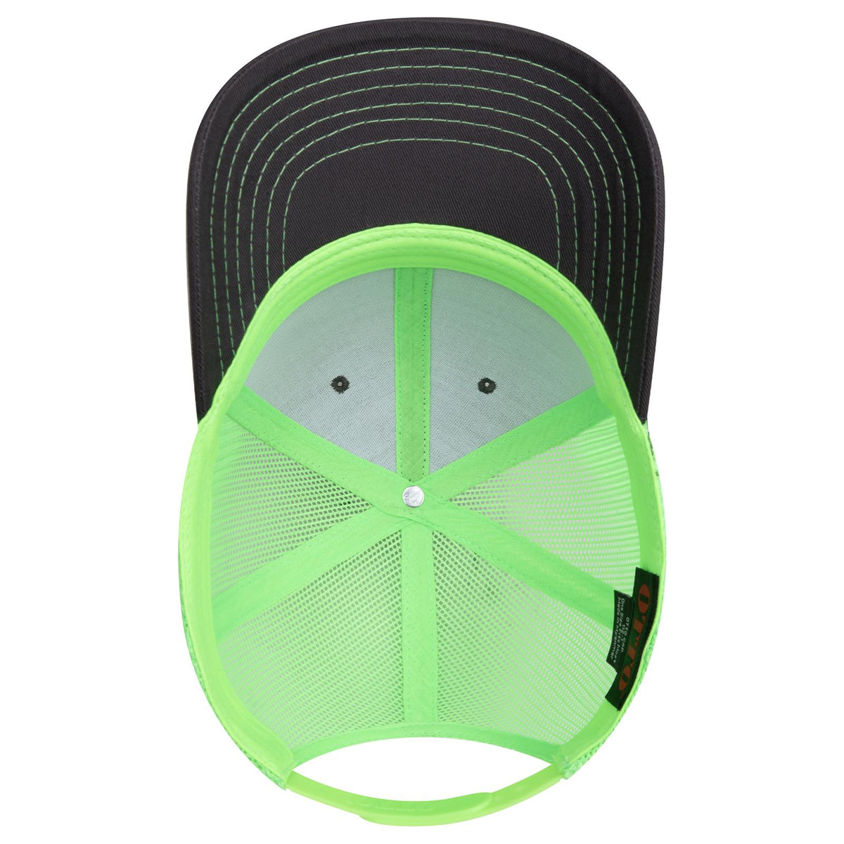 Inside View of 252588 - Ch.Gry/Ch.Gry/N.Grn OTTO CAP 6 Panel Mid Profile Mesh Back Trucker Hat