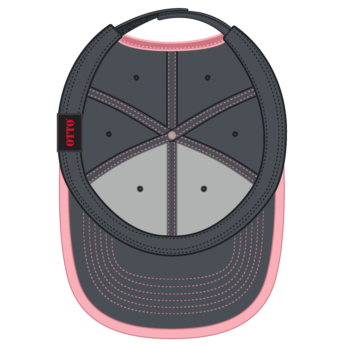Inside View of 2550 - Ch.Gry/Pnk OTTO CAP 6 Panel Low Profile Baseball Cap
