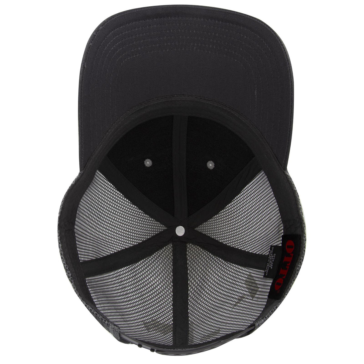 Inside View of 257425 - CharcoalGray/HeatherGray/CharcoalGray OTTO CAP 6 Panel Low Profile Mesh Back Trucker Hat