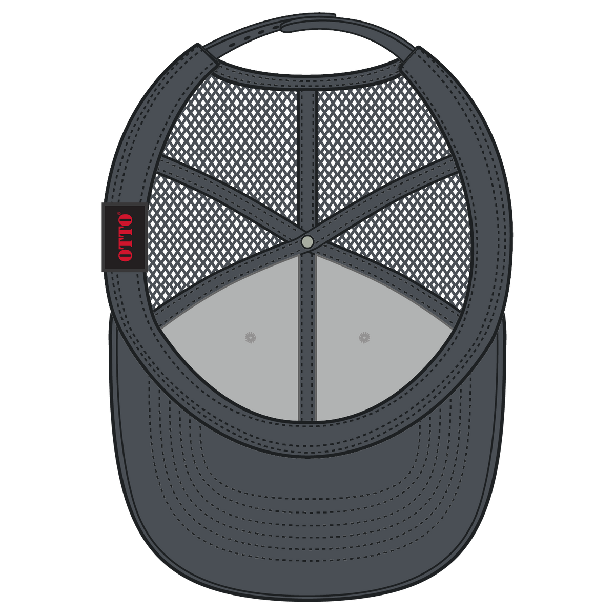 Inside View of 257425 - CharcoalGray/HeatherGray/CharcoalGray OTTO CAP 6 Panel Low Profile Mesh Back Trucker Hat