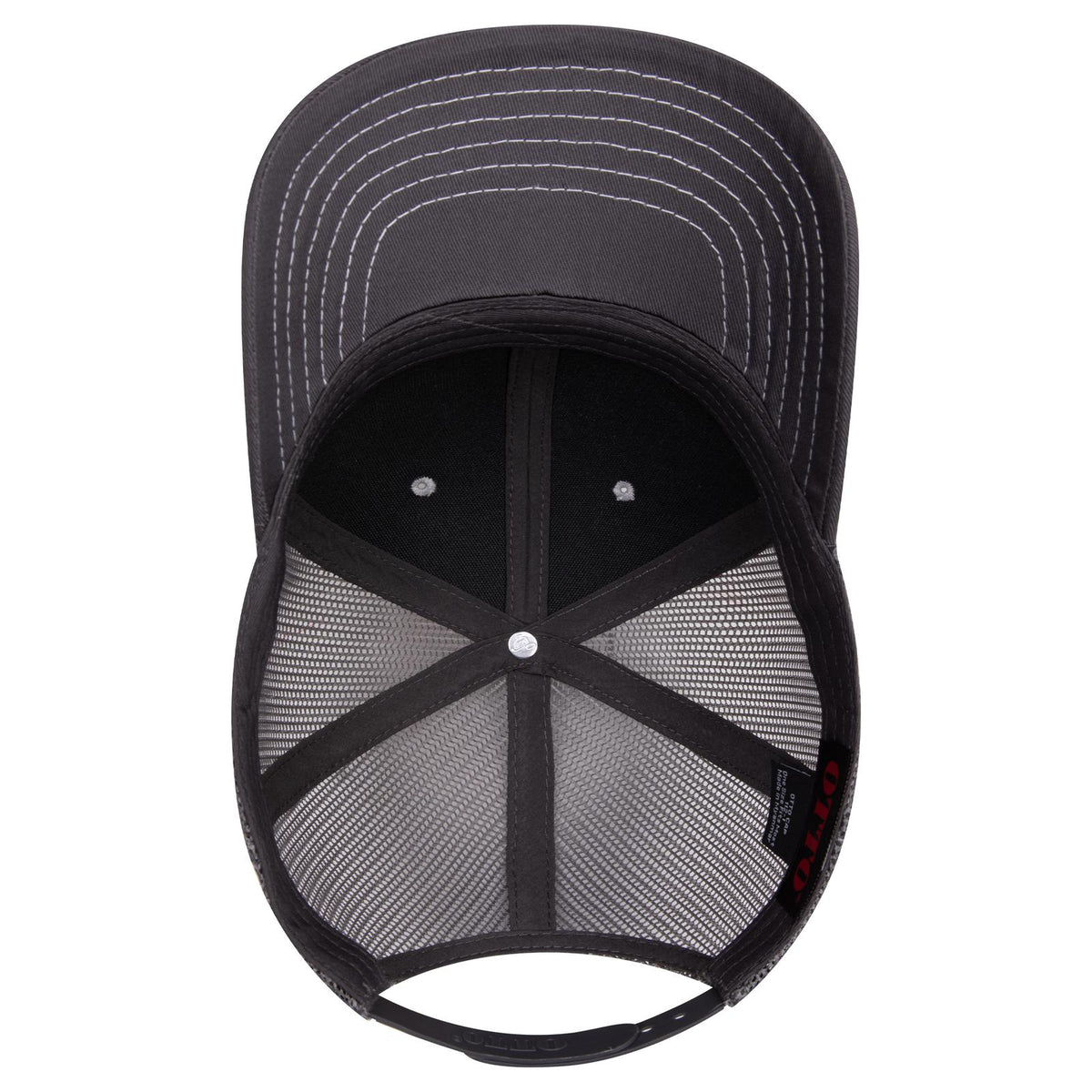 Inside View of 257425 - CharcoalGray/HeatherGray/CharcoalGray OTTO CAP 6 Panel Mid Profile Mesh Back Trucker Hat