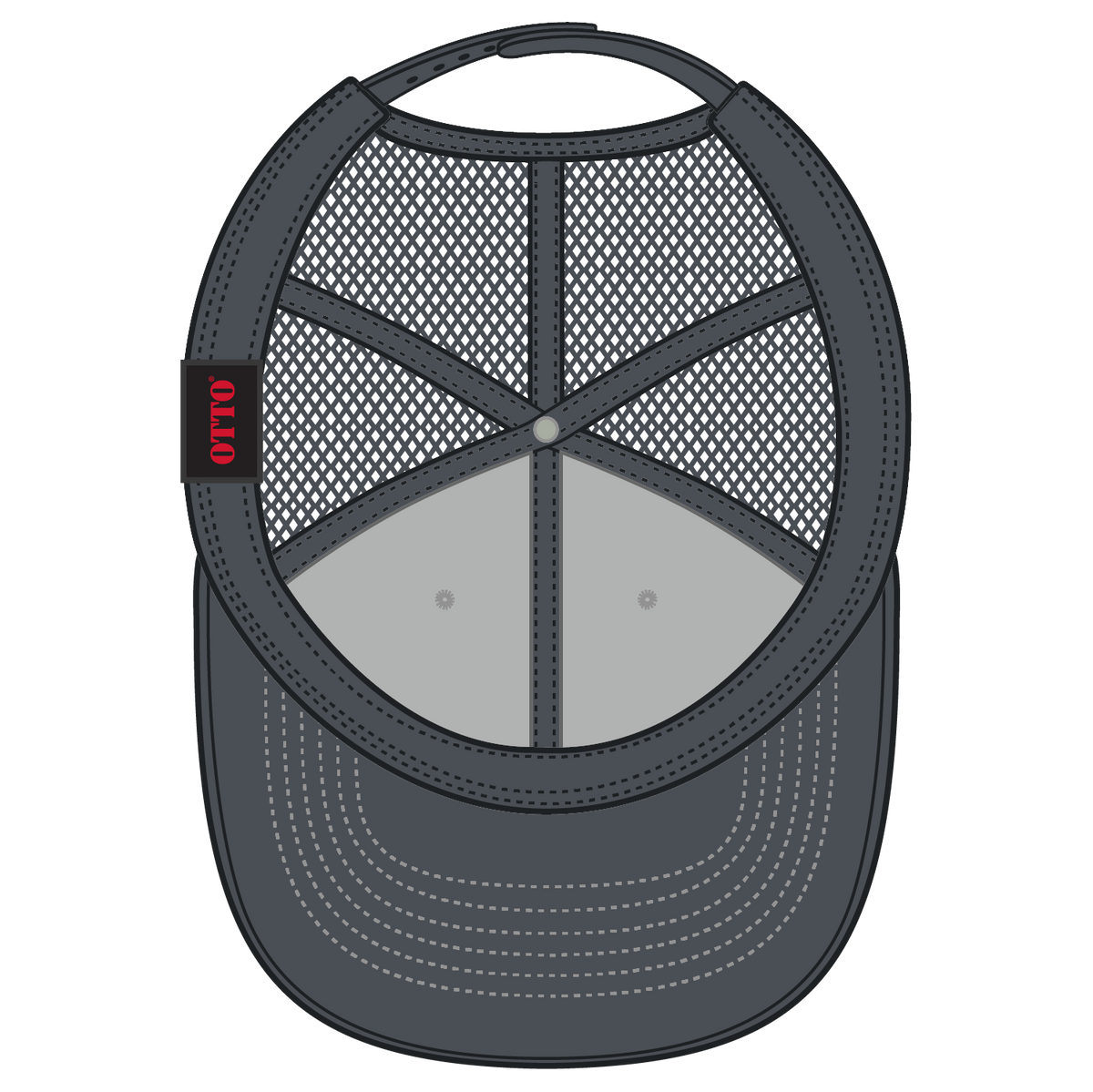 Inside View of 257425 - CharcoalGray/HeatherGray/CharcoalGray OTTO CAP 6 Panel Mid Profile Mesh Back Trucker Hat