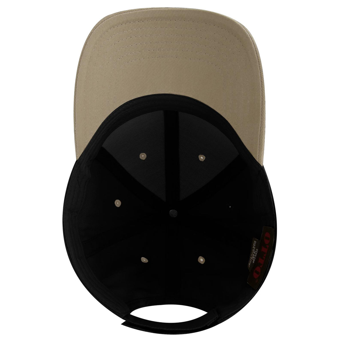 Inside View of 3203 - Kha/Blk OTTO CAP 6 Panel Low Profile Baseball Cap