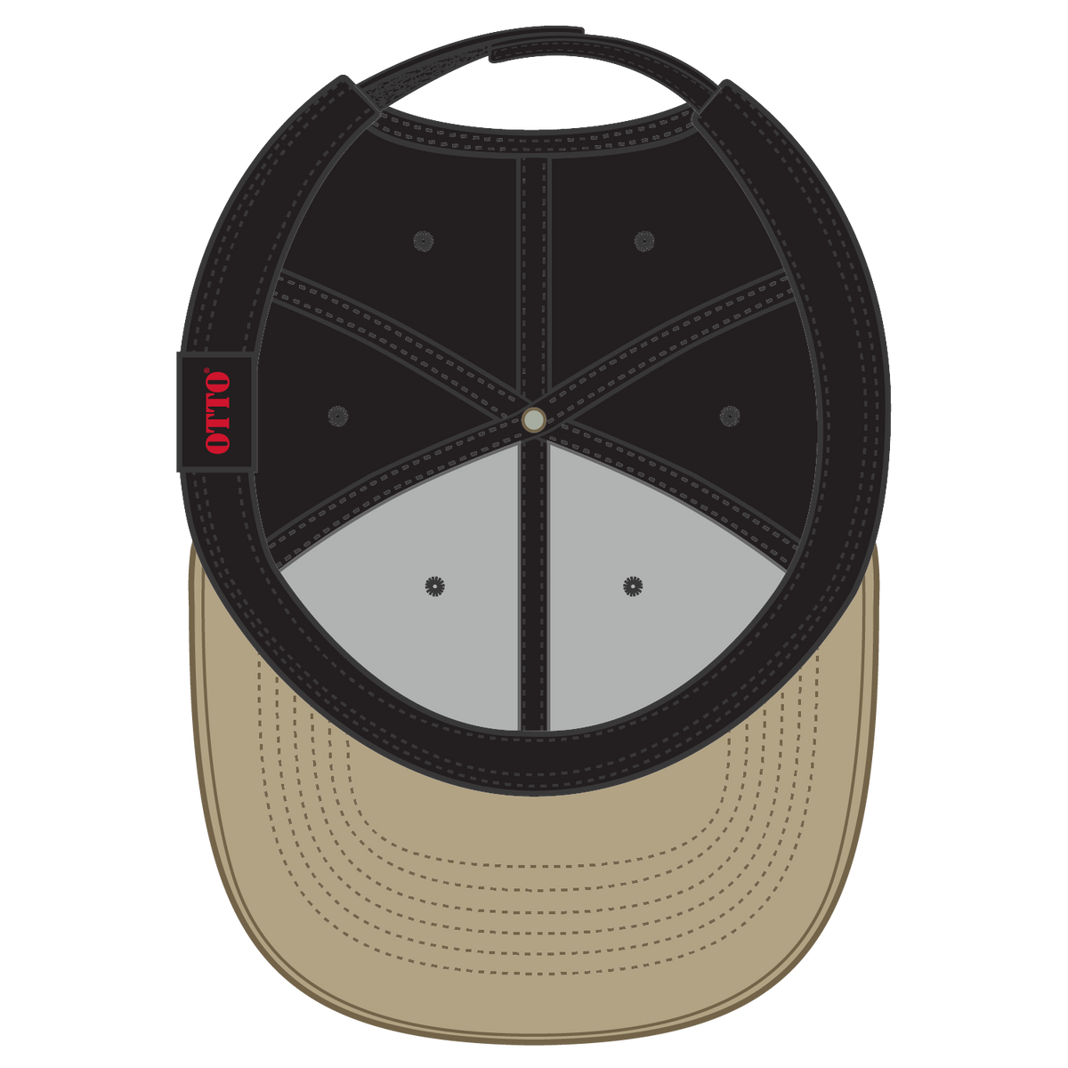 Inside View of 3203 - Kha/Blk OTTO CAP 6 Panel Low Profile Baseball Cap