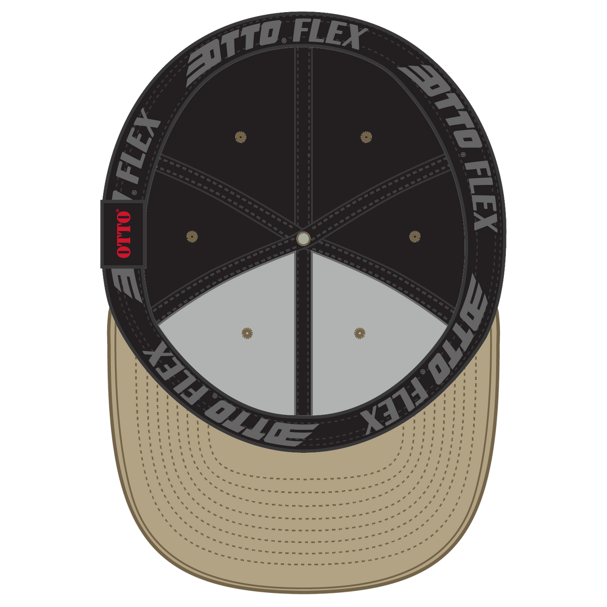 Inside View of 3203 - Kha/Blk OTTO CAP "OTTO FLEX" Fitted 6 Panel Low Profile Baseball Cap
