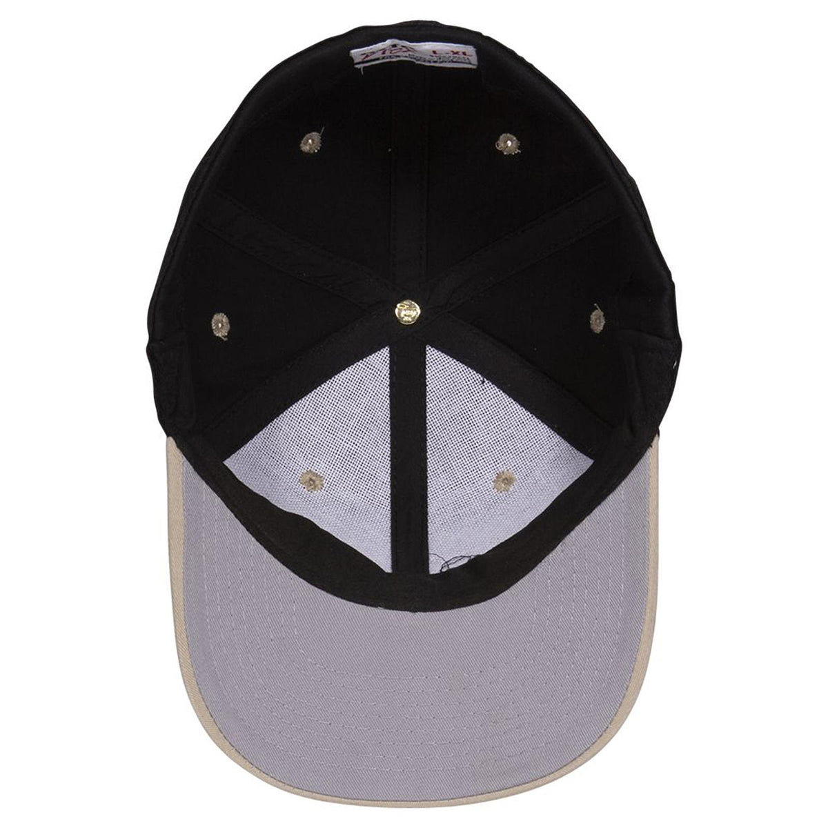 Inside View of 3203 - Kha/Blk OTTO CAP "OTTO FLEX" Fitted 6 Panel Low Profile Baseball Cap
