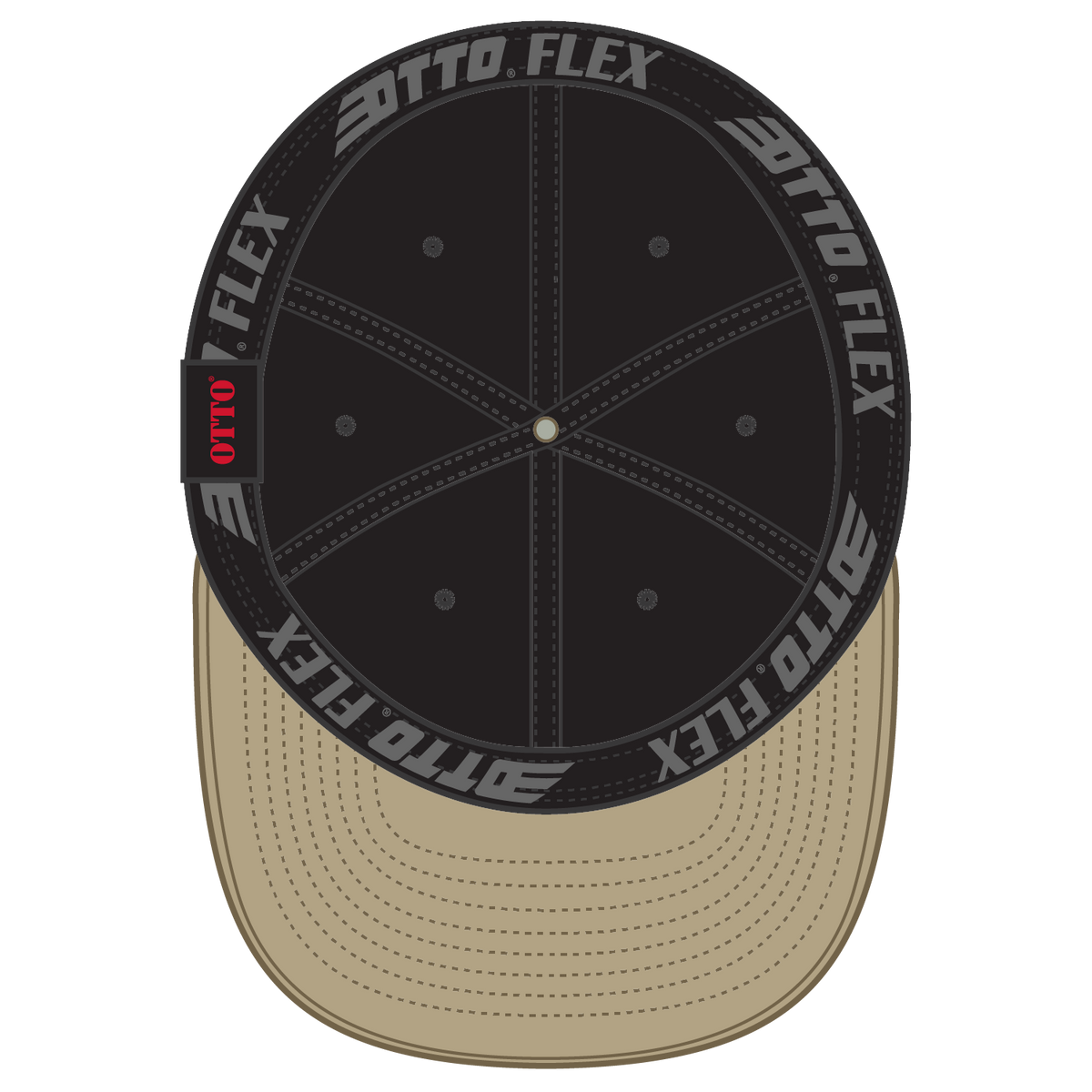 Inside View of 3203 - Kha/Blk OTTO CAP "OTTO FLEX" Fitted 6 Panel Low Profile Dad Hat