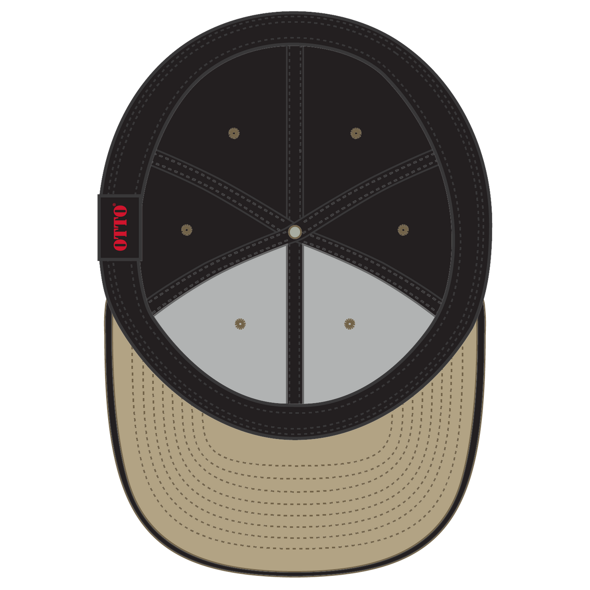 Inside View of 320303 - Kha/Blk/Blk OTTO CAP "OTTO FLEX" Fitted 6 Panel Low Profile Baseball Cap