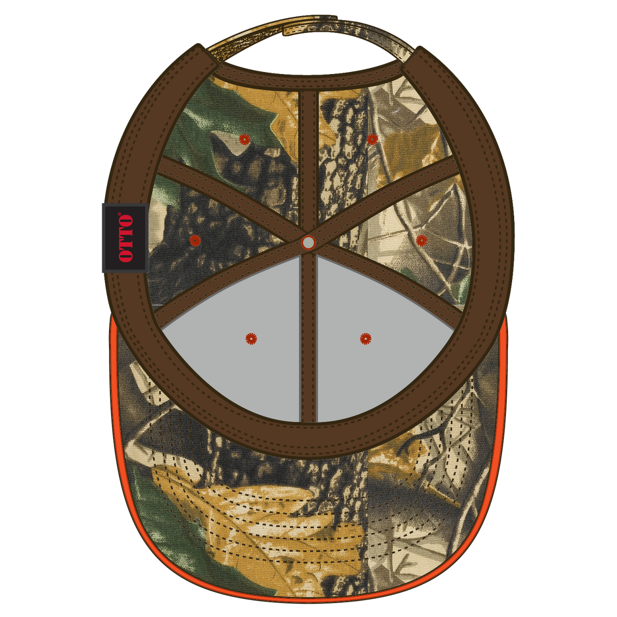 Inside View of 32031709 - Kha/Blk/Dk.Grn/N.Org OTTO CAP Camouflage 6 Panel Low Profile Baseball Cap