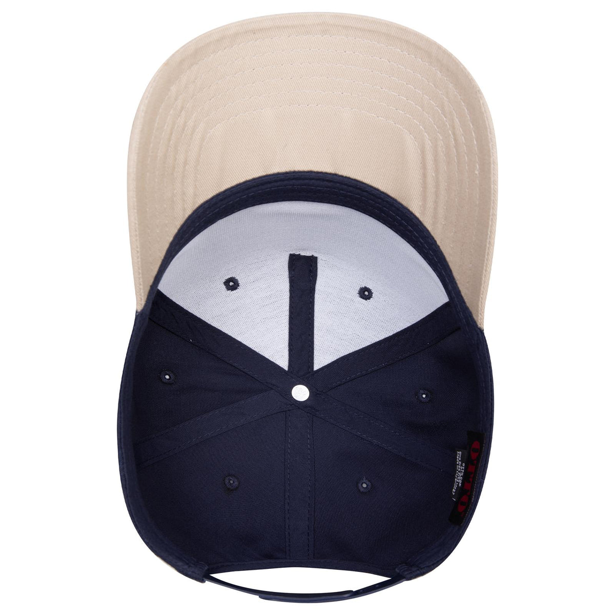 Inside View of 3204 - Kha/Nvy OTTO CAP 5 Panel Mid Profile Baseball Cap
