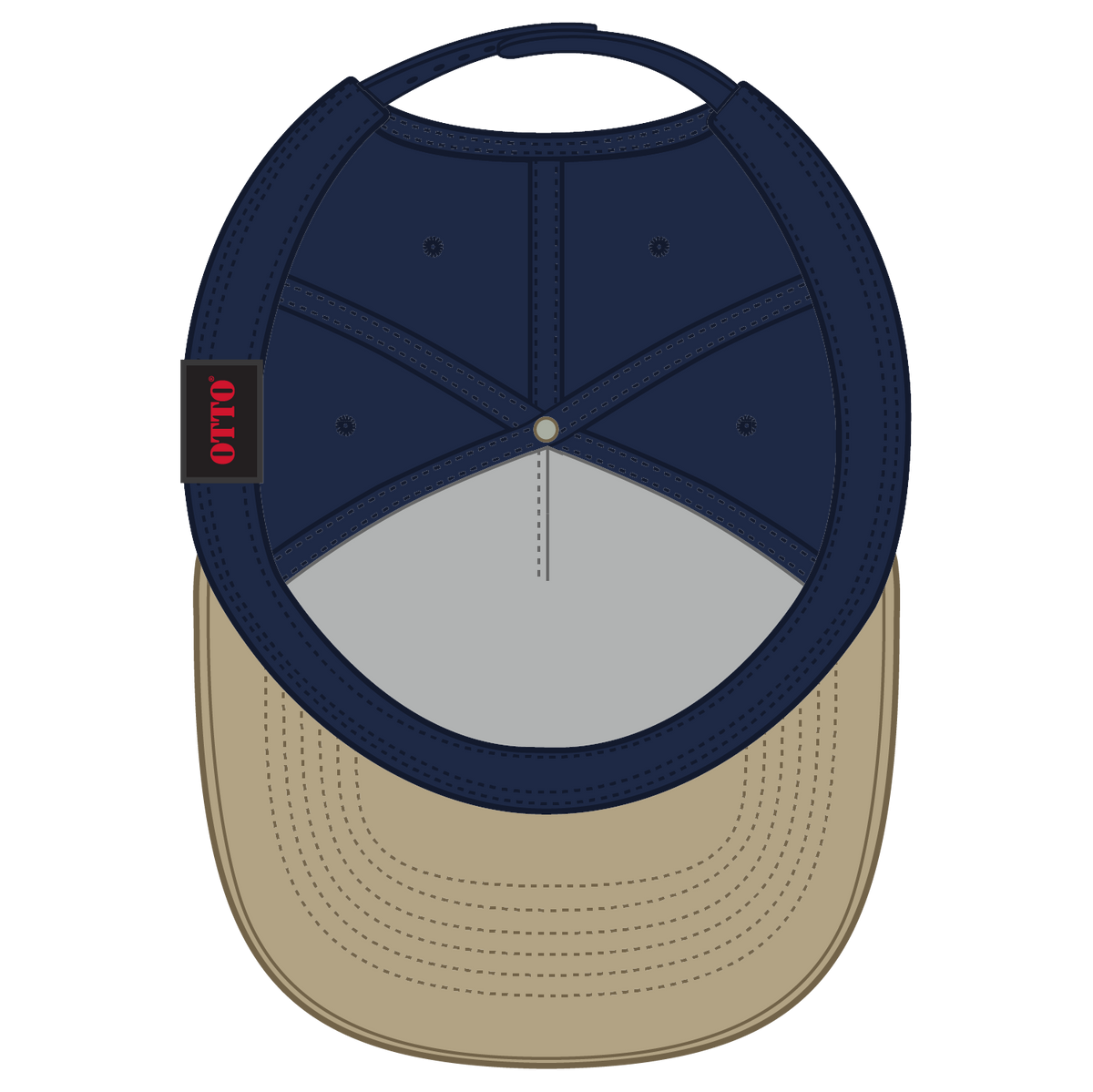 Inside View of 3204 - Kha/Nvy OTTO CAP 5 Panel Mid Profile Baseball Cap