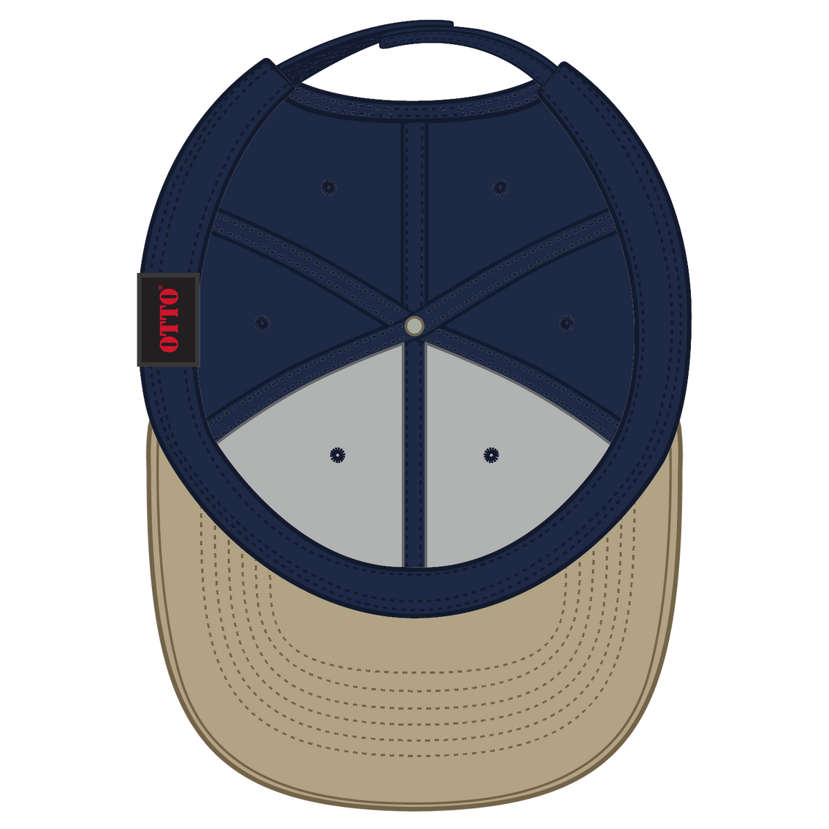 Inside View of 3204 - Kha/Nvy OTTO CAP 6 Panel Low Profile Baseball Cap