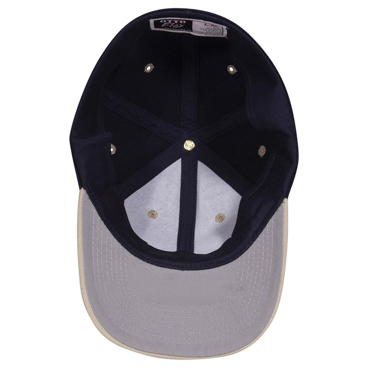 Inside View of 3204 - Kha/Nvy OTTO CAP "OTTO FLEX" Fitted 6 Panel Low Profile Baseball Cap