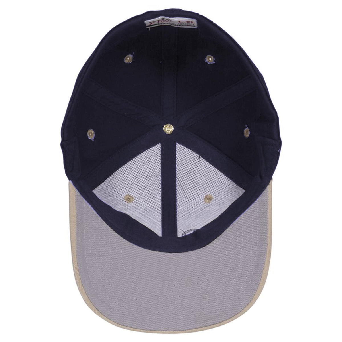 Inside View of 3204 - Kha/Nvy OTTO CAP "OTTO FLEX" Fitted 6 Panel Low Profile Baseball Cap