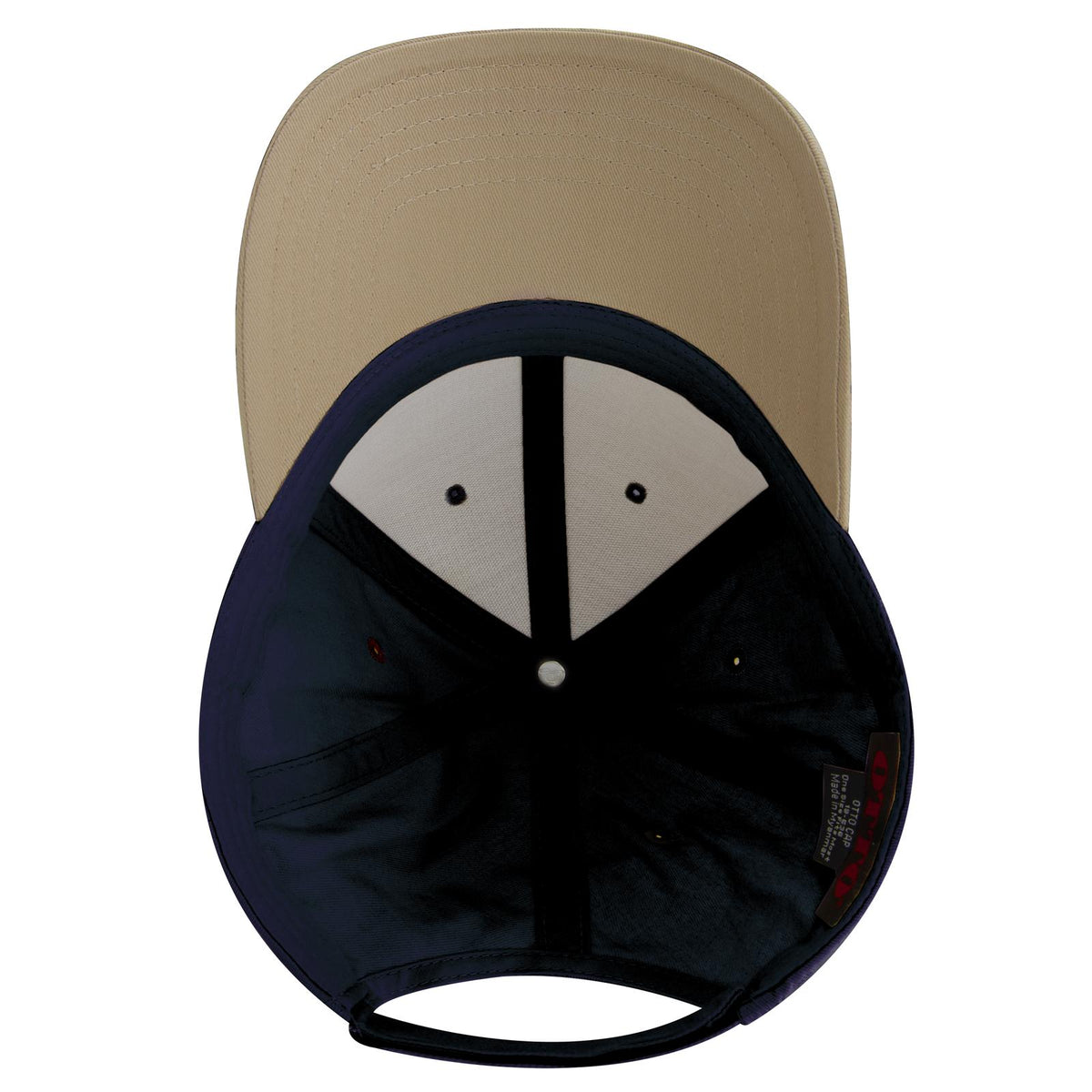 Inside View of 320404 - Kha/Nvy/Nvy OTTO CAP 6 Panel Low Profile Baseball Cap