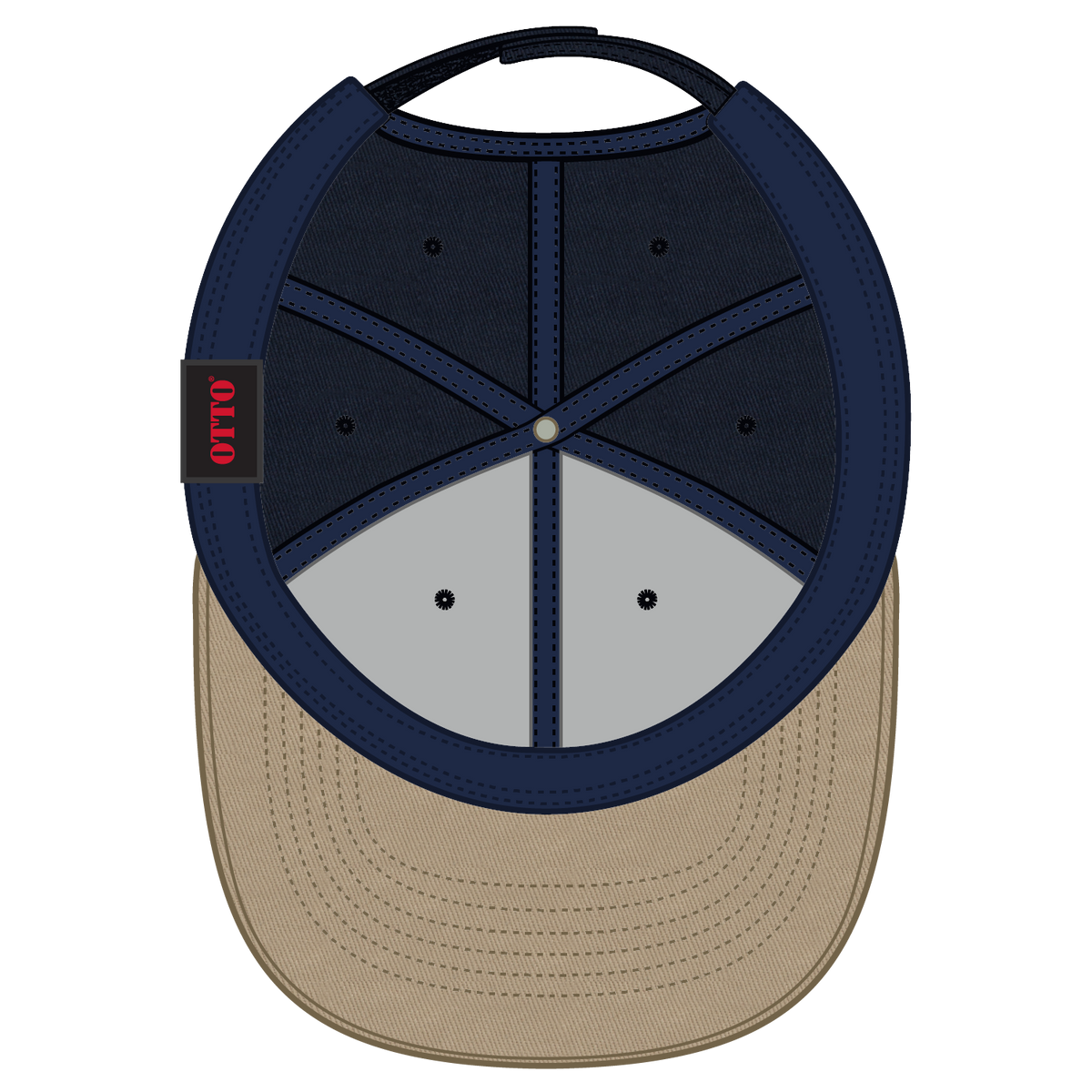 Inside View of 320404 - Kha/Nvy/Nvy OTTO CAP 6 Panel Low Profile Baseball Cap