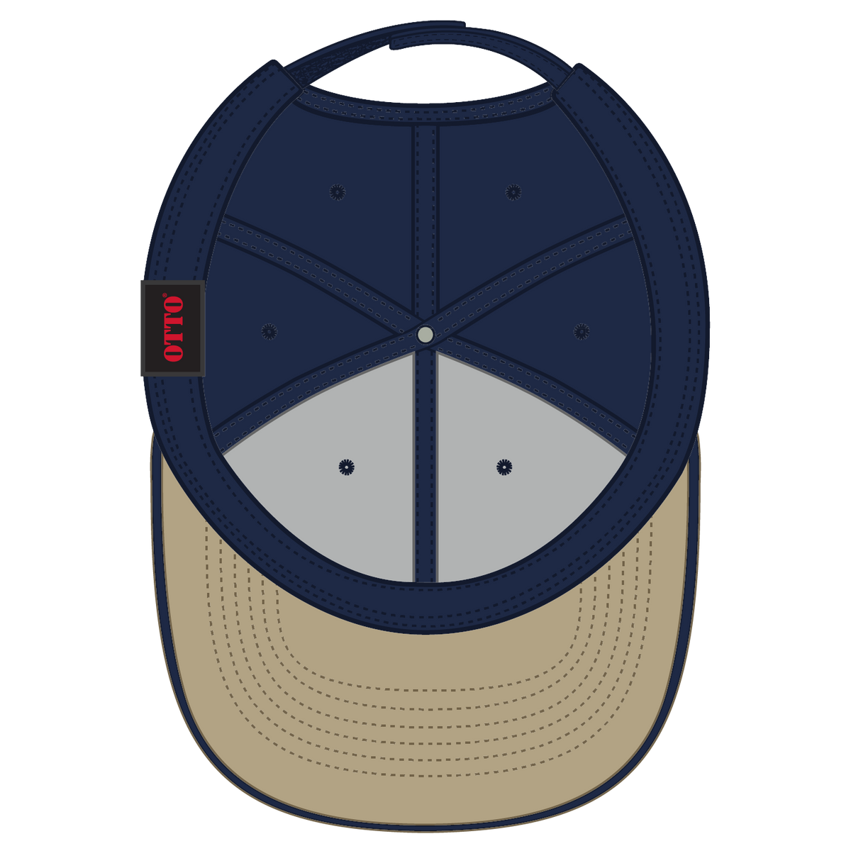 Inside View of 320404 - Kha/Nvy/Nvy OTTO CAP 6 Panel Low Profile Baseball Cap