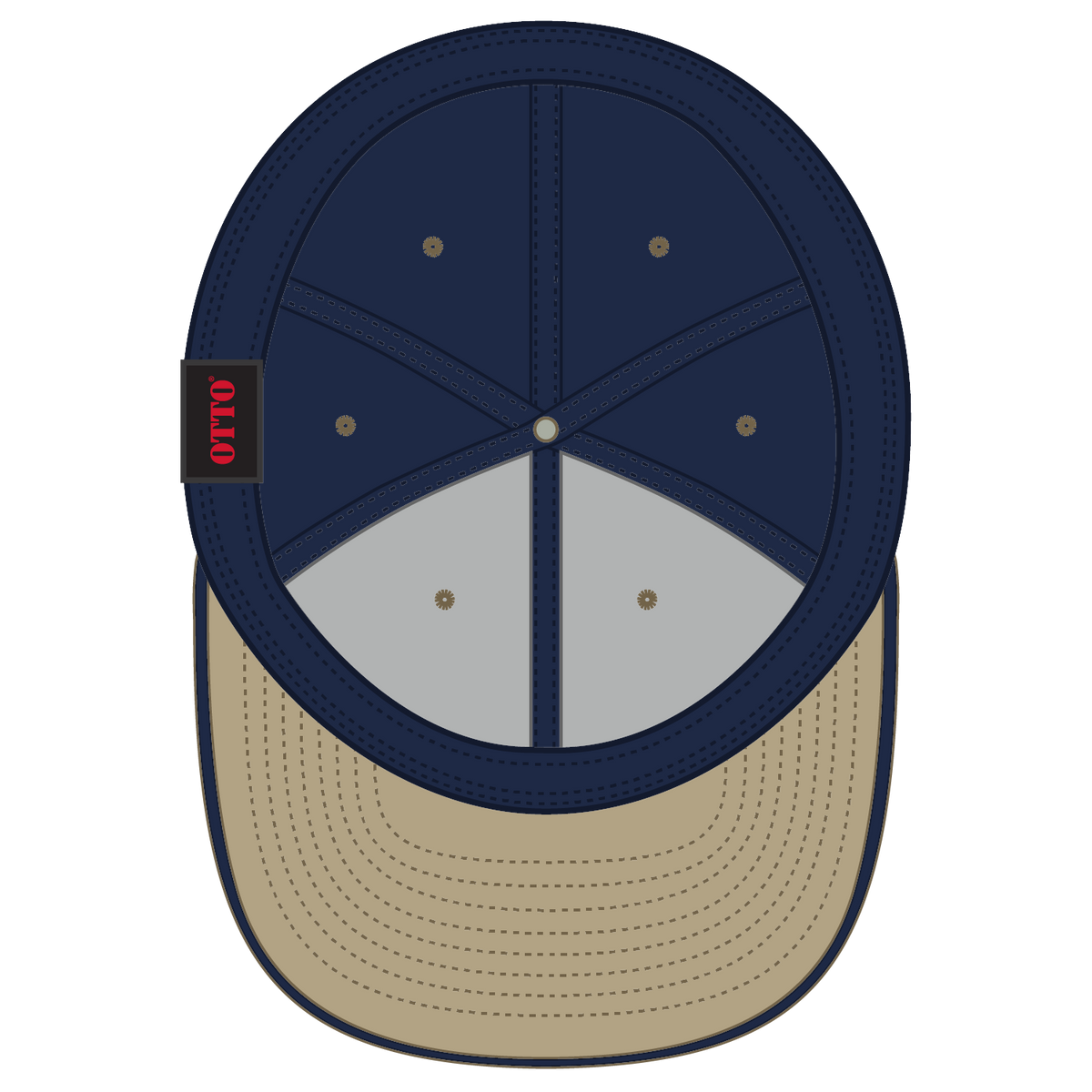 Inside View of 320404 - Kha/Nvy/Nvy OTTO CAP "OTTO FLEX" Fitted 6 Panel Low Profile Baseball Cap