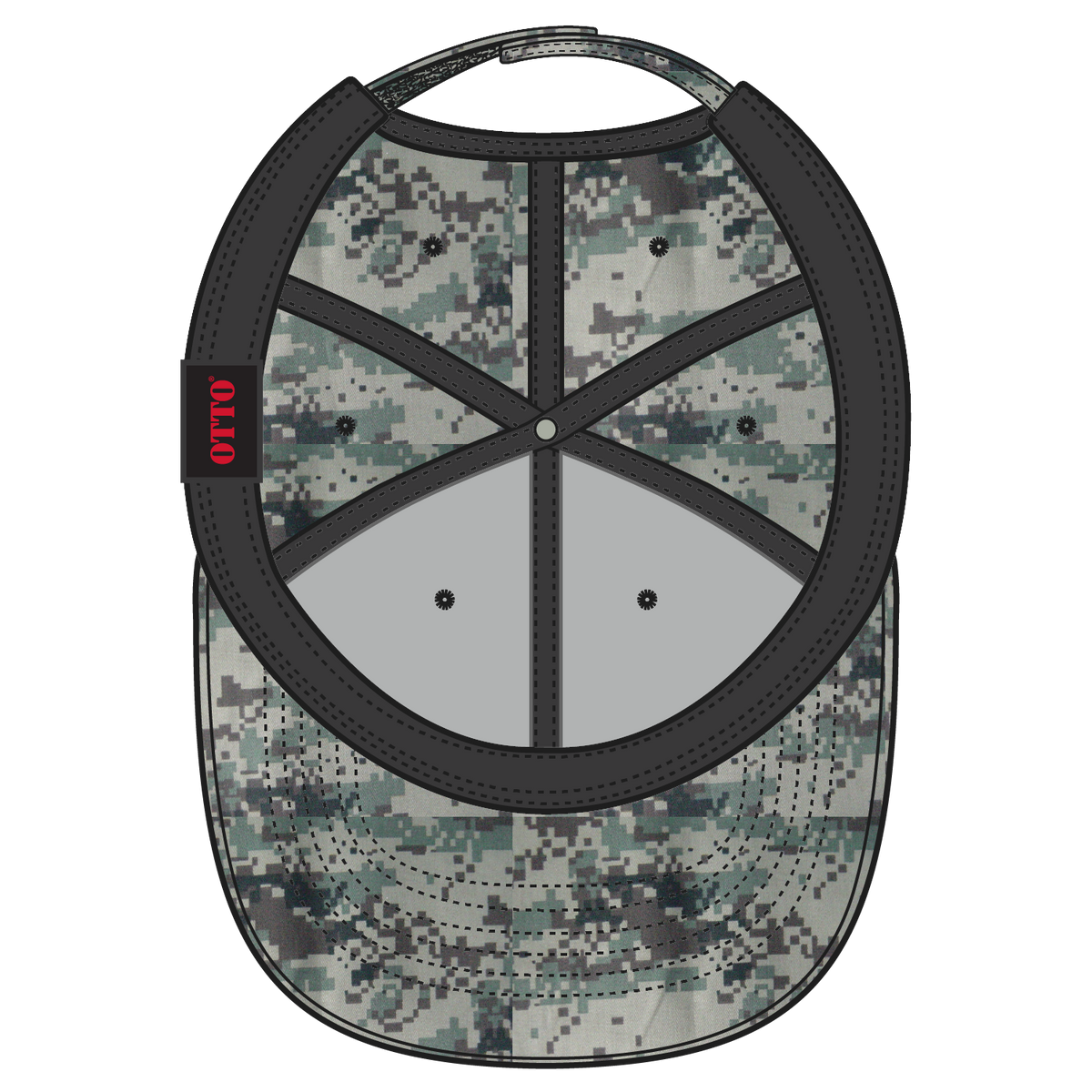 Inside View of 320703 - Kha/Brn/Blk OTTO CAP Camouflage 6 Panel Low Profile Baseball Cap