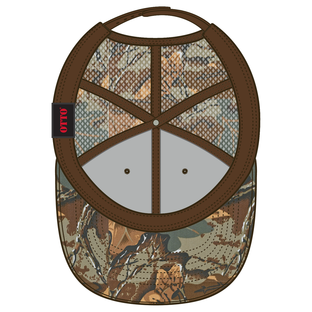Inside View of 320734 - Kha/Brn/Lt.Ol.Grn OTTO CAP Camouflage 6 Panel Low Profile Mesh Back Trucker Hat
