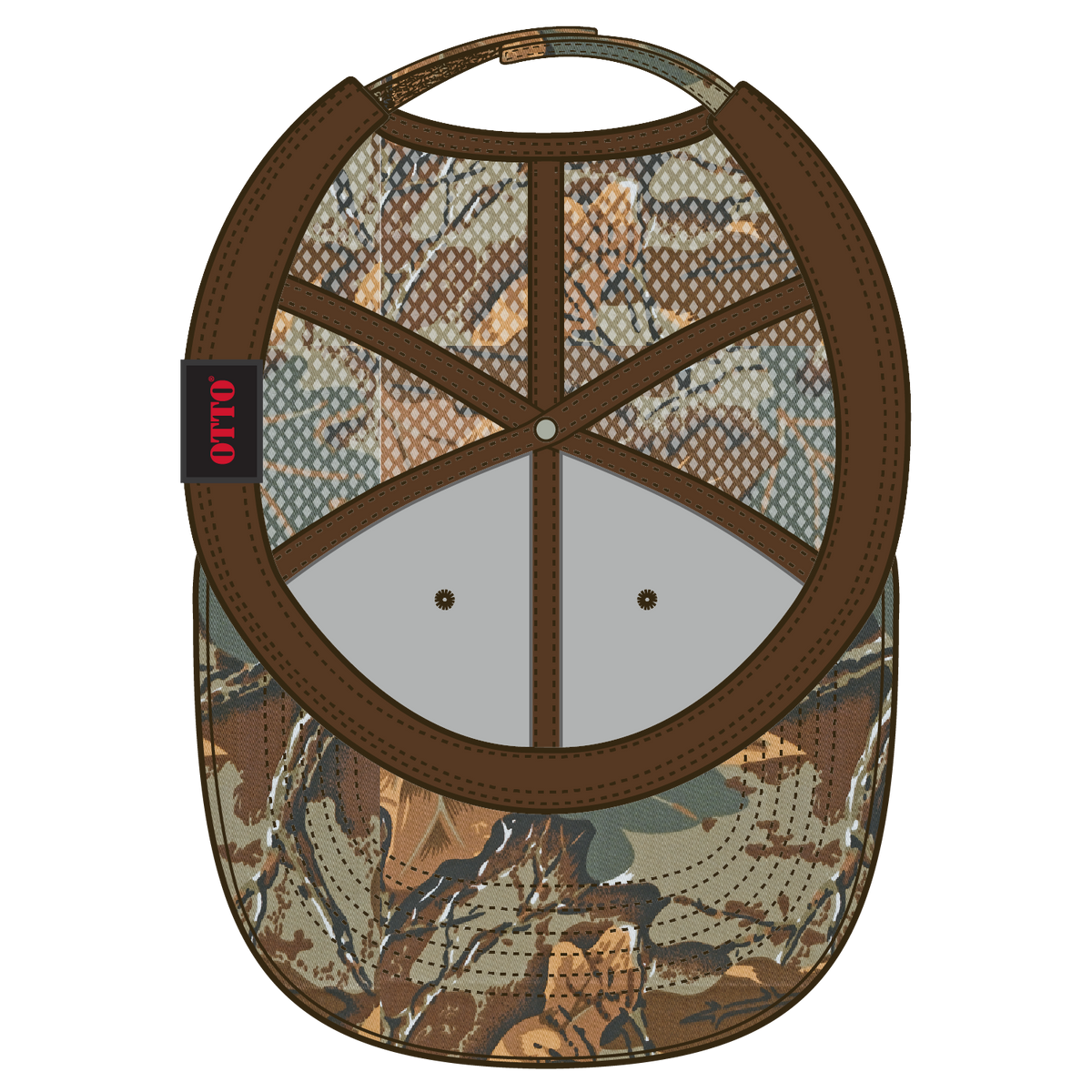 Inside View of 320734 - Kha/Brn/Lt.Ol.Grn OTTO CAP Camouflage 6 Panel Low Profile Mesh Back Trucker Hat