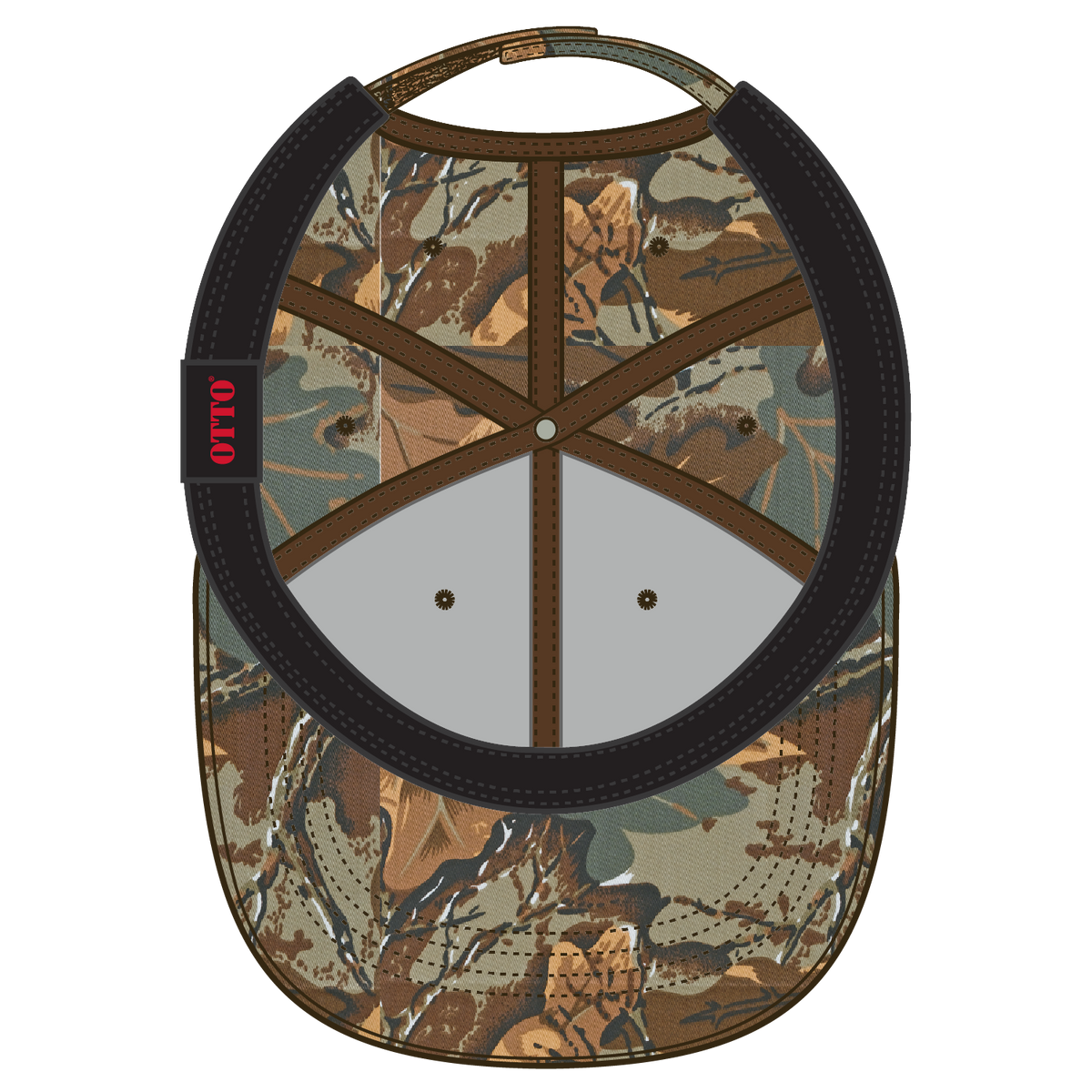 Inside View of 320734 - Kha/Brn/Lt.Ol.Grn OTTO CAP Camouflage Young Adult 6 Panel Low Profile Baseball Cap