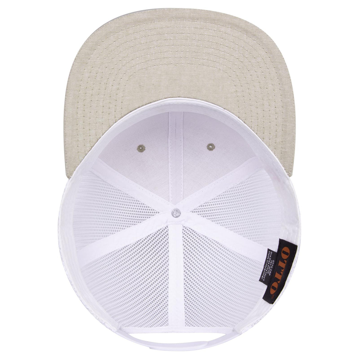 Inside View of 3216A - Khk/Wht OTTO CAP "OTTO SNAP" 6 Panel Pro Style Mesh Back Trucker Snapback Hat