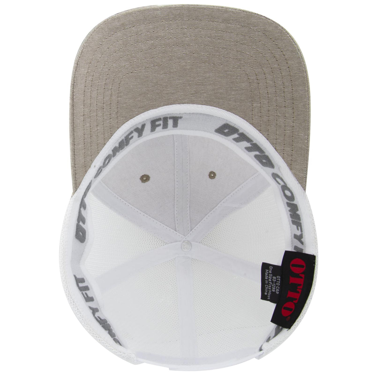 Inside View of 3216C - Khk/Wht OTTO CAP "OTTO COMFY FIT" 6 Panel Low Profile Mesh Back Trucker Hat