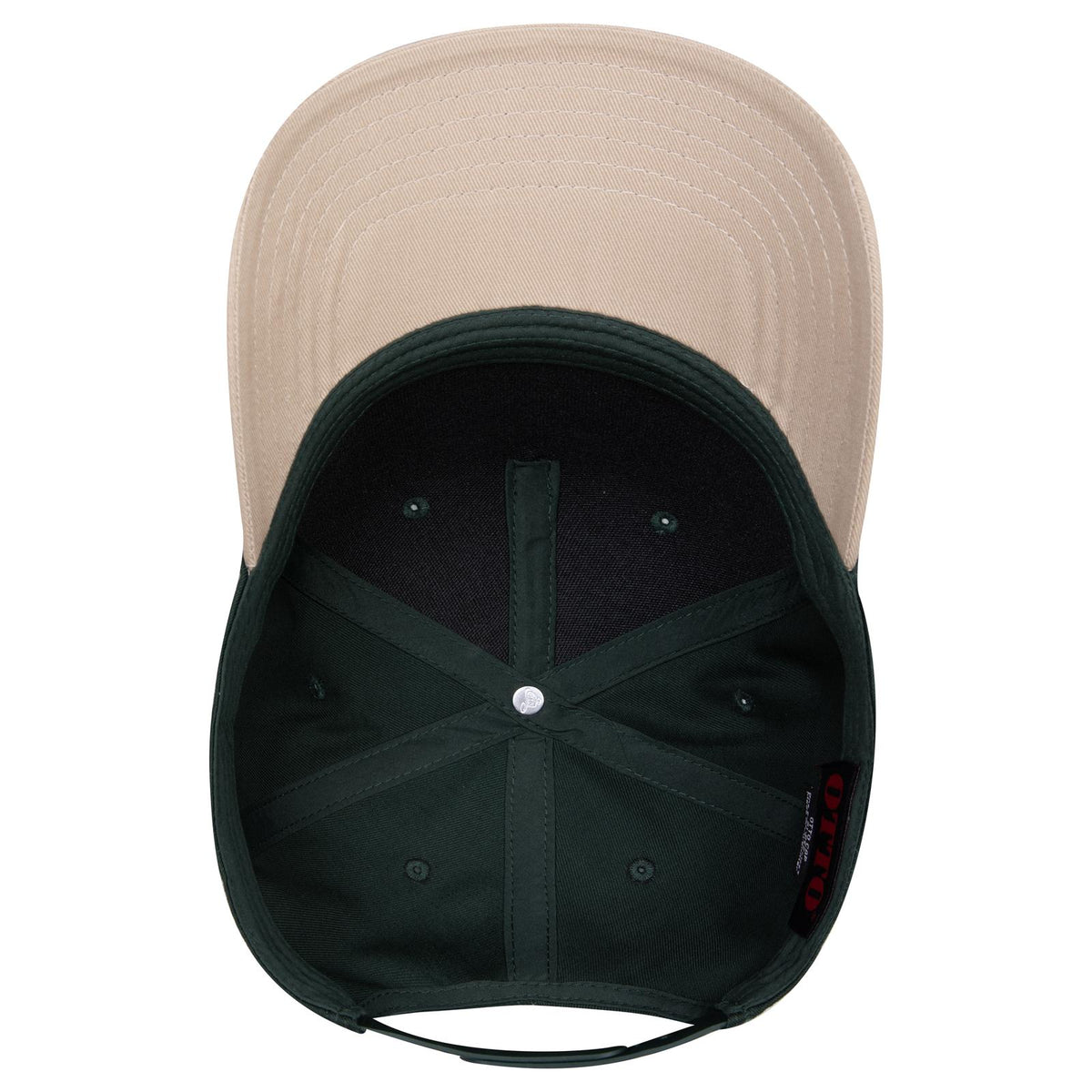 Inside View of 3217 - Kha/Dk.Grn OTTO CAP 5 Panel Mid Profile Baseball Cap