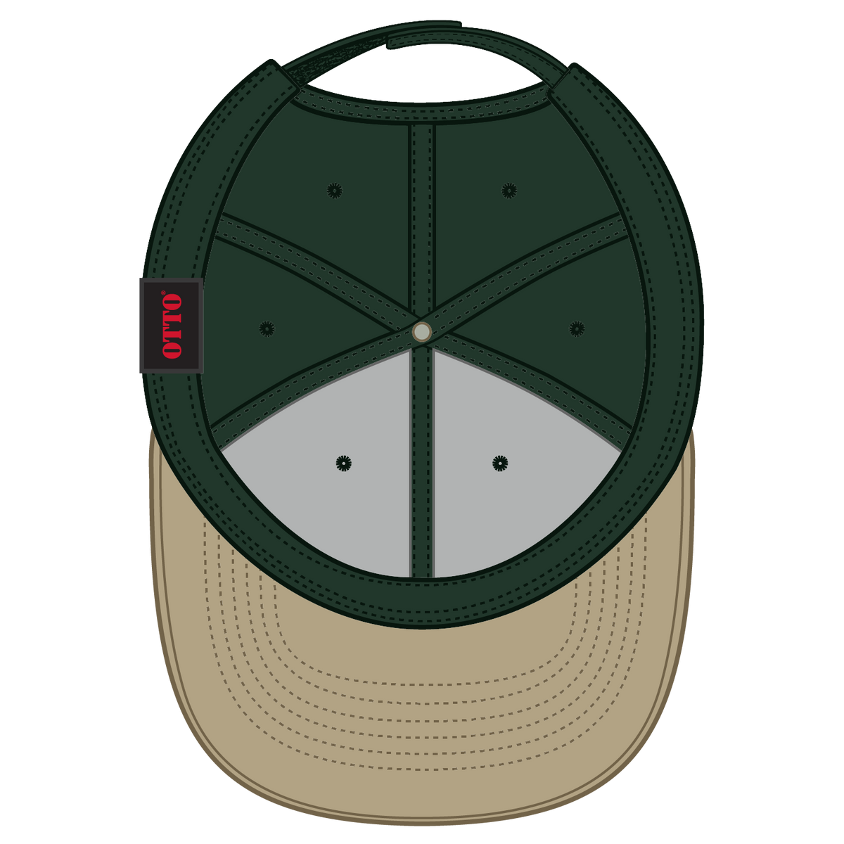 Inside View of 3217 - Kha/Dk.Grn OTTO CAP 6 Panel Low Profile Baseball Cap