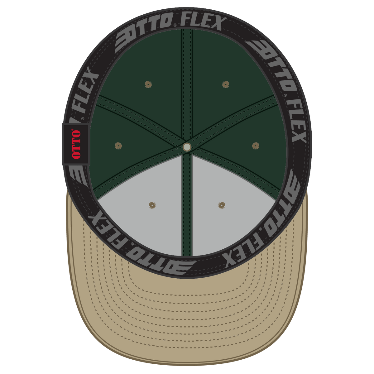 Inside View of 3217 - Kha/Dk.Grn OTTO CAP "OTTO FLEX" Fitted 6 Panel Low Profile Baseball Cap